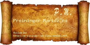 Preininger Marióra névjegykártya